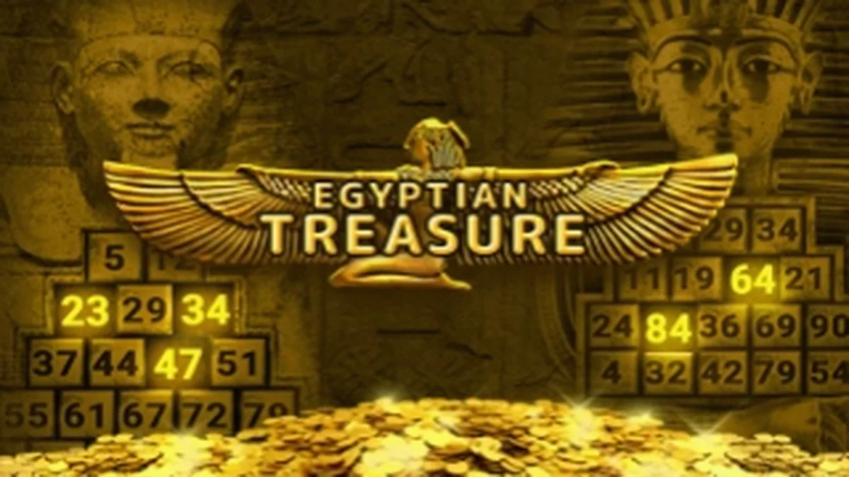 Interface do jogo Egyptian Treasure com temática egípcia